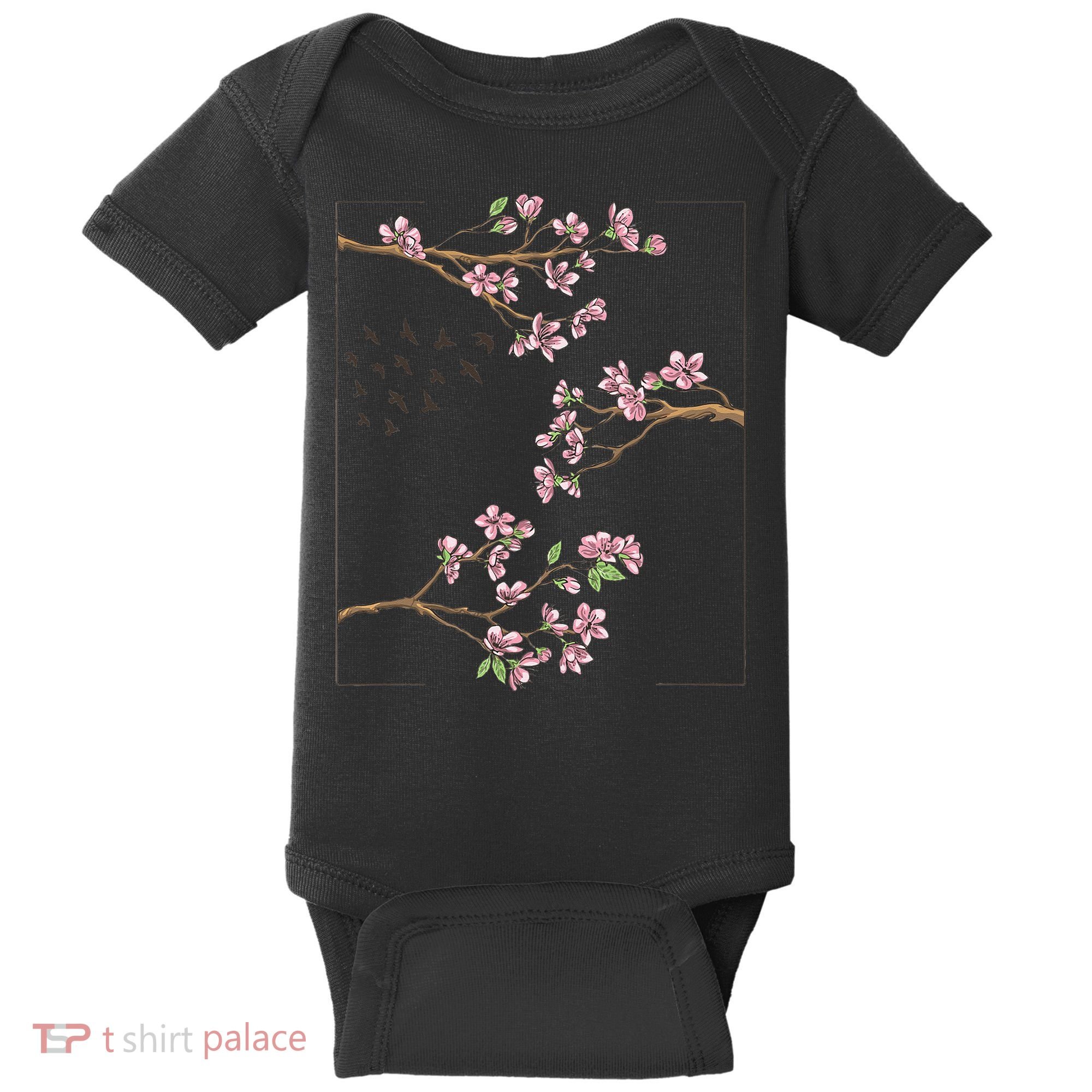 Aesthetic Japanese Style Cherry Blossom Tree Sakura Japan Baby Bodysuit