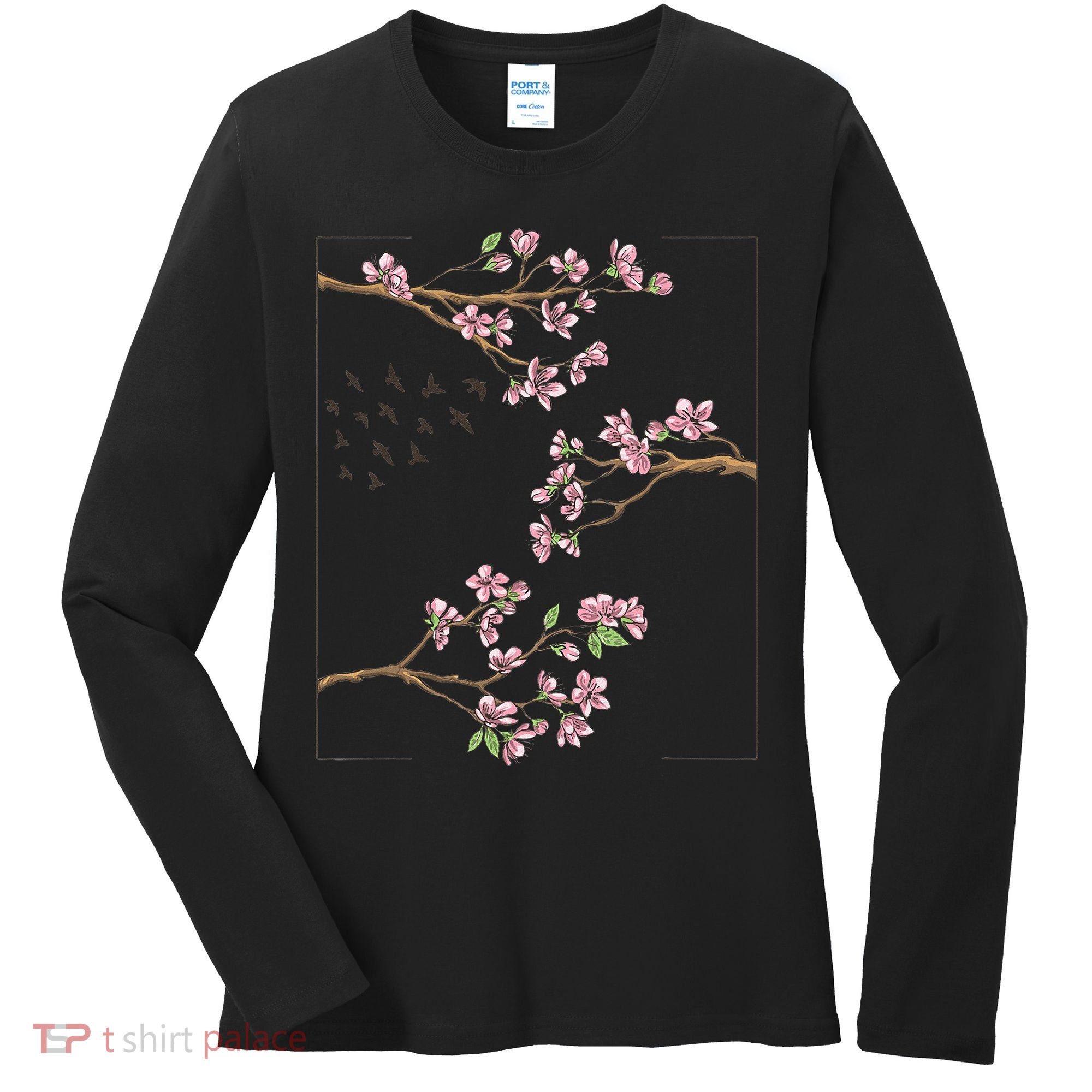 Aesthetic Japanese Style Cherry Blossom Tree Sakura Japan Women's Long Sleeve Shirt