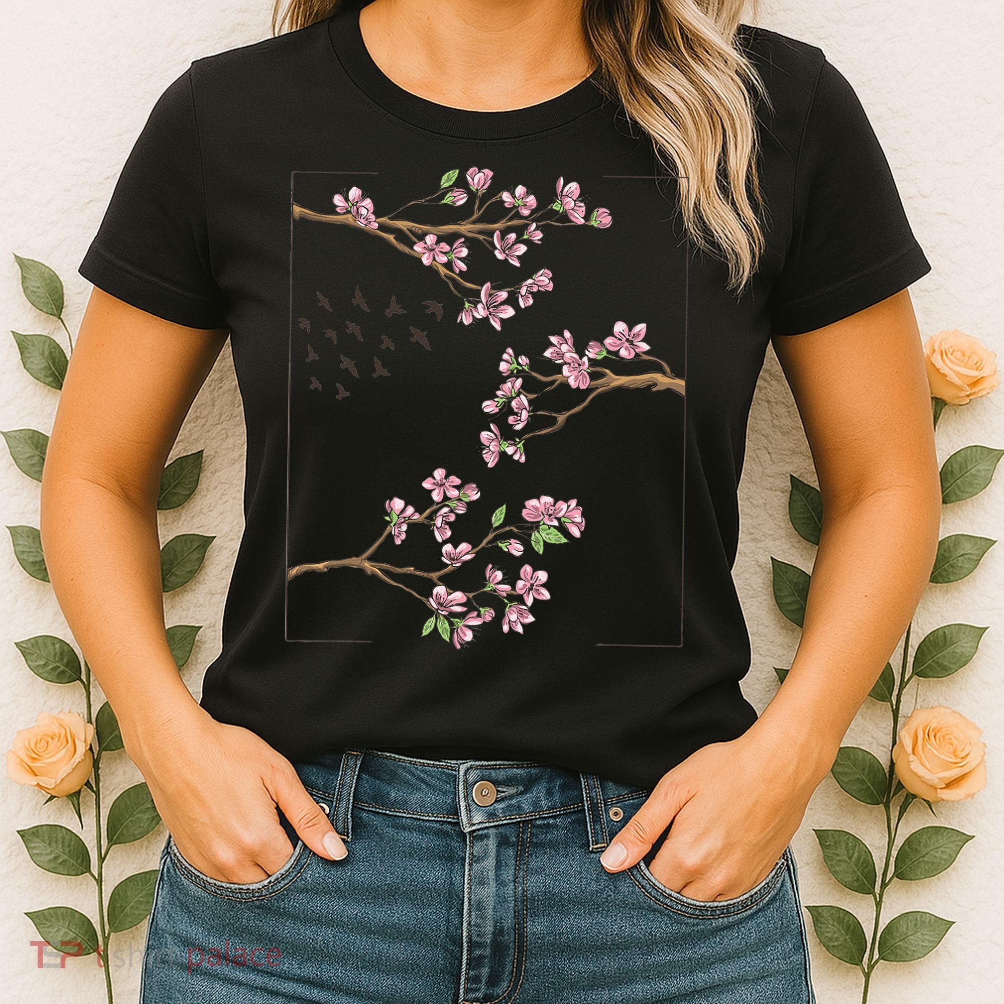 Aesthetic Japanese Style Cherry Blossom Tree Sakura Japan Women's T-Shirt