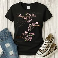 Aesthetic Japanese Style Cherry Blossom Tree Sakura Japan Women's T-Shirt thumb 3