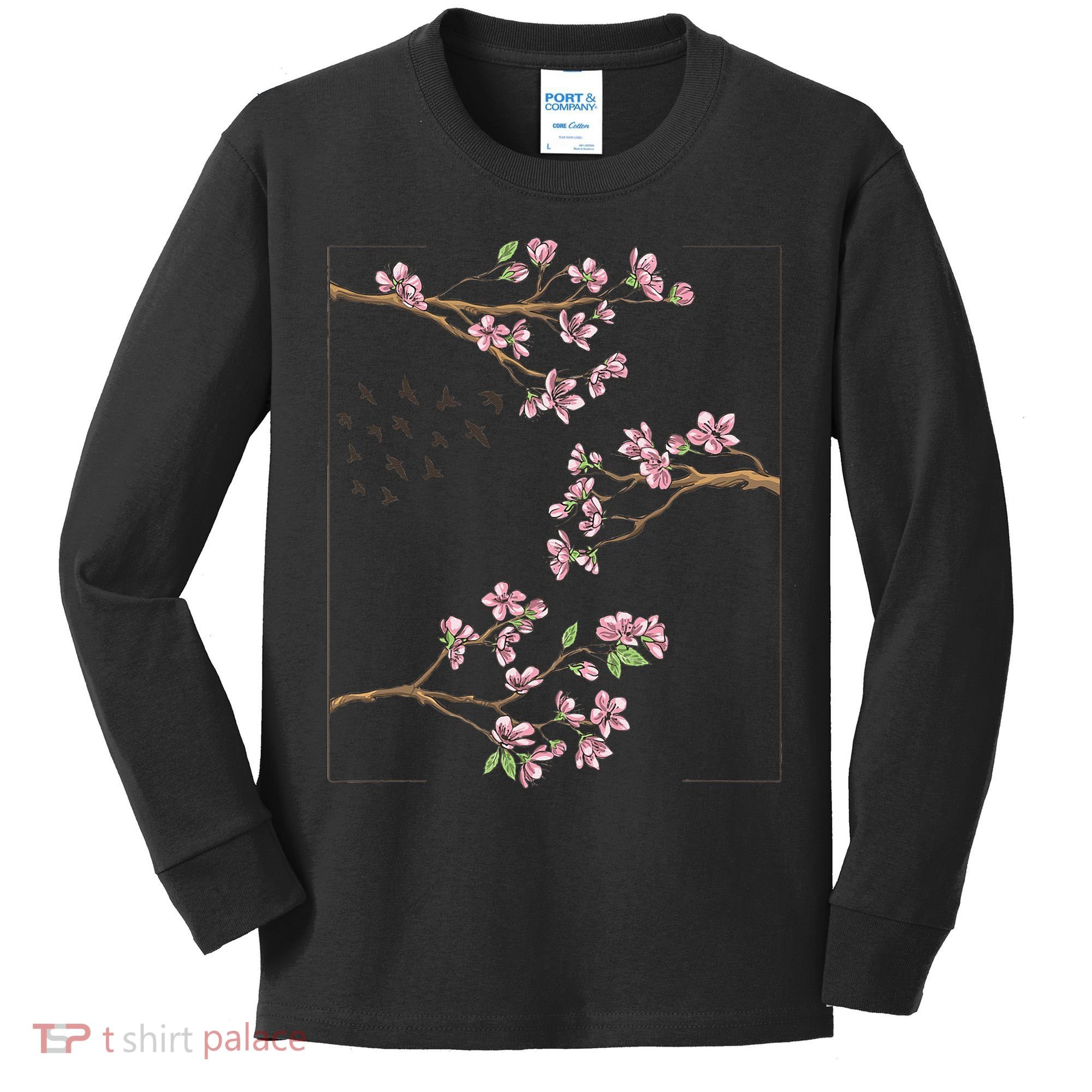 Aesthetic Japanese Style Cherry Blossom Tree Sakura Japan Kids Long Sleeve Shirt