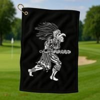 Aztec Jaguar Warrior Mayan Warrior Ancient Aztec Golf Towel thumb 1