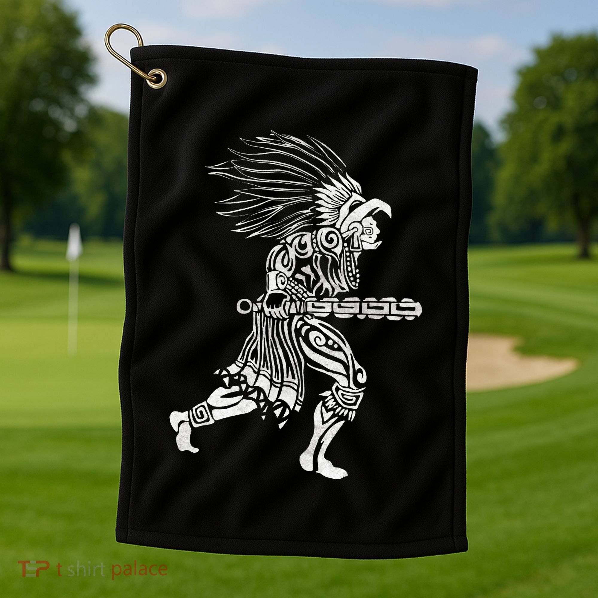 Aztec Jaguar Warrior Mayan Warrior Ancient Aztec Golf Towel