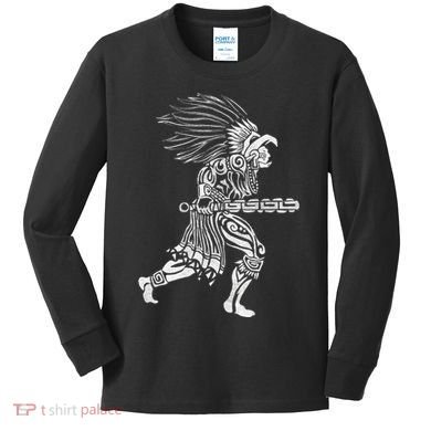 Aztec Jaguar Warrior Mayan Warrior Ancient Aztec Kids Long Sleeve Shirt