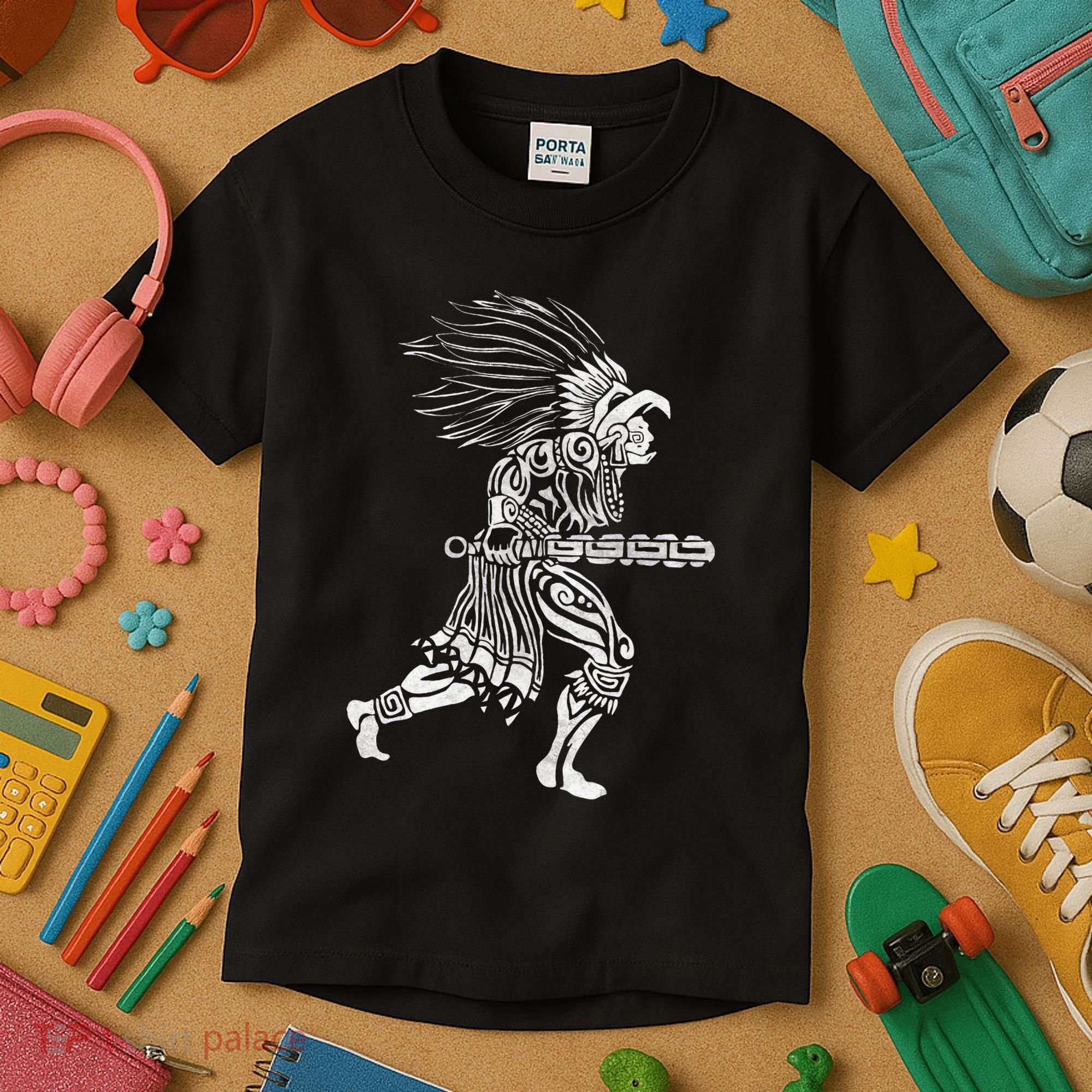 Aztec Jaguar Warrior Mayan Warrior Ancient Aztec Kids T-Shirt