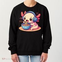 Anime Kawaii Axolotl Eating Ramen Noodles Women's Sweatshirt thumb 0