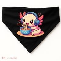Anime Kawaii Axolotl Eating Ramen Noodles USA-Made Doggie Bandana thumb 0