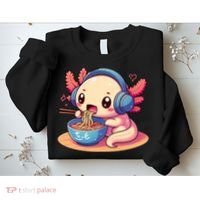 Anime Kawaii Axolotl Eating Ramen Noodles Sweatshirt thumb 2