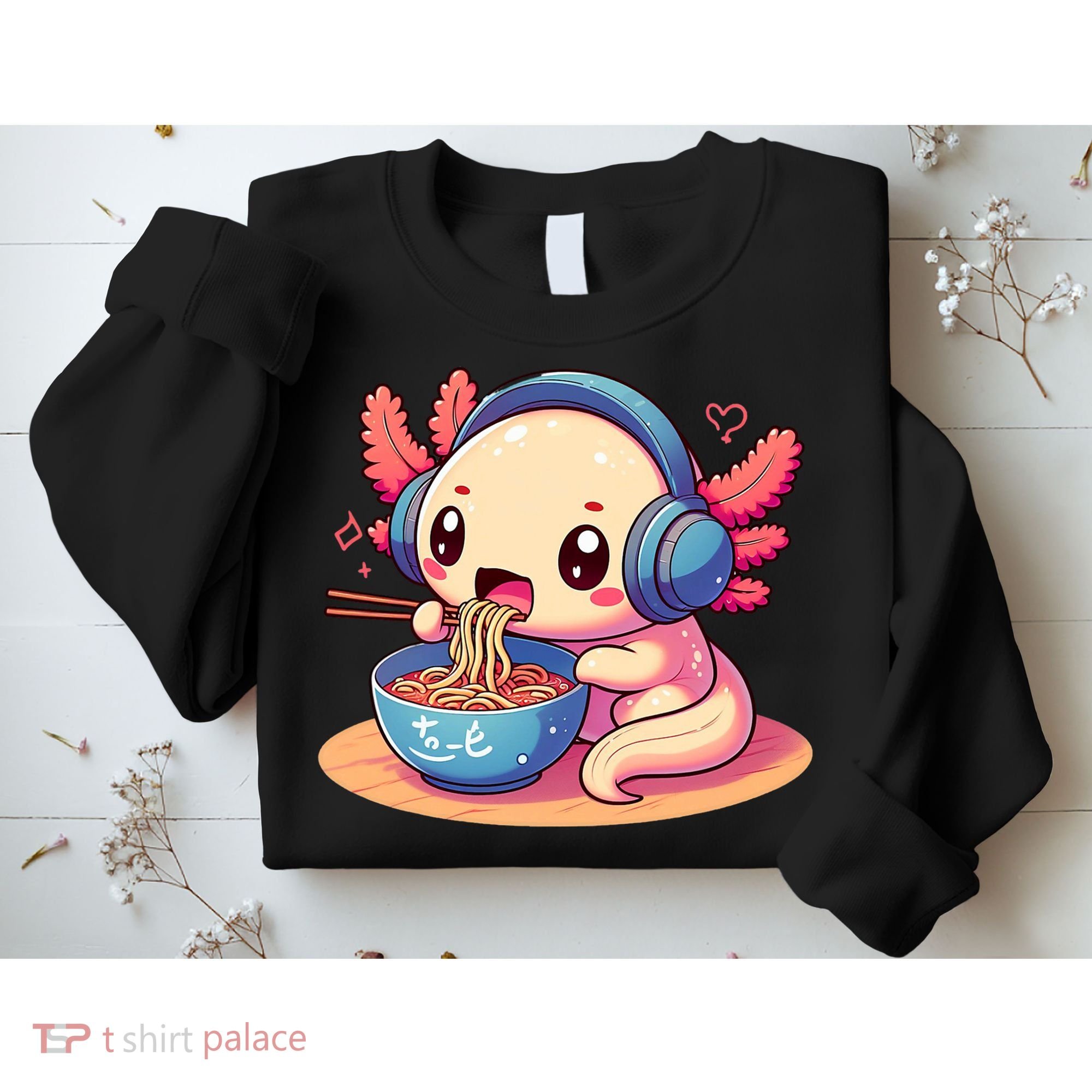 Anime Kawaii Axolotl Eating Ramen Noodles Sweatshirt