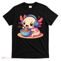 Anime Kawaii Axolotl Eating Ramen Noodles T-Shirt thumb 0