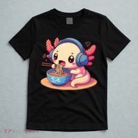 Anime Kawaii Axolotl Eating Ramen Noodles T-Shirt thumb 5