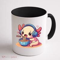 Anime Kawaii Axolotl Eating Ramen Noodles Coffee Mug thumb 1