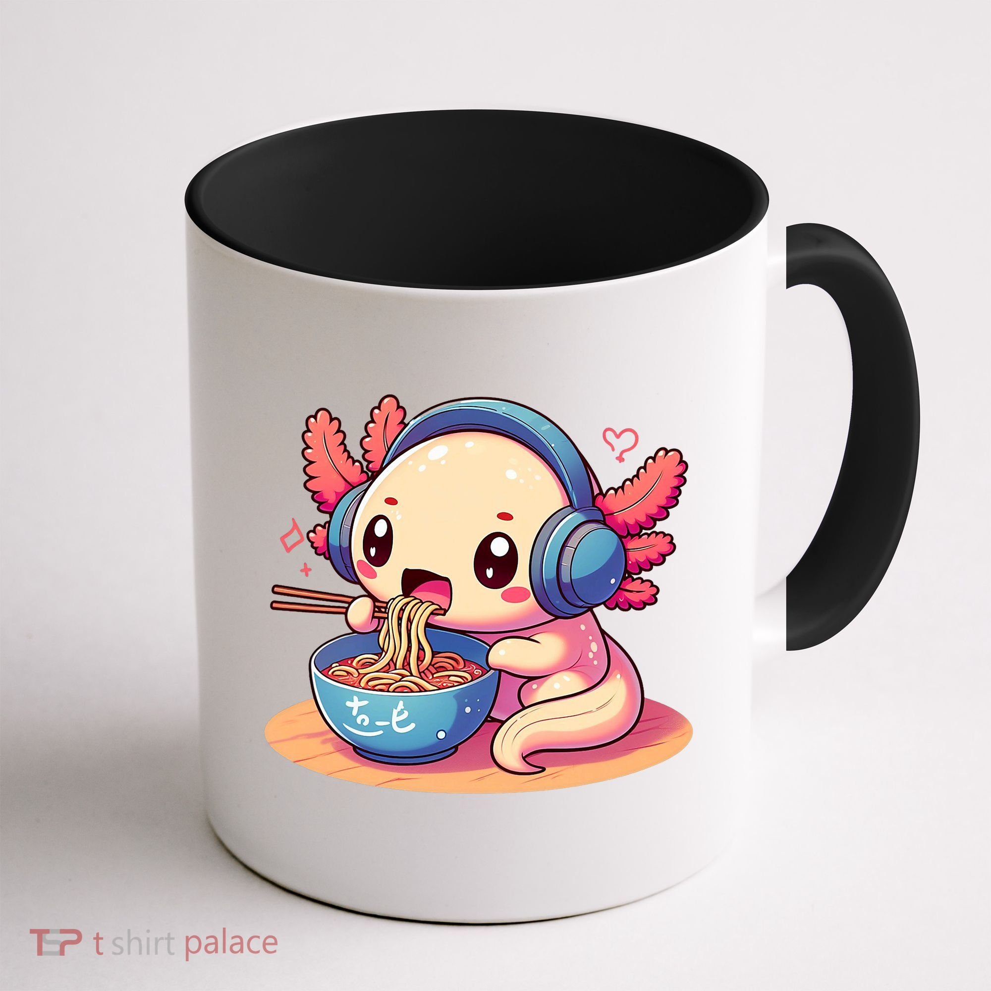 Anime Kawaii Axolotl Eating Ramen Noodles Coffee Mug