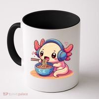 Anime Kawaii Axolotl Eating Ramen Noodles Coffee Mug thumb 0