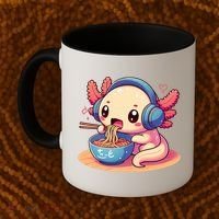 Anime Kawaii Axolotl Eating Ramen Noodles Coffee Mug thumb 2