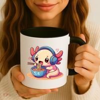 Anime Kawaii Axolotl Eating Ramen Noodles Coffee Mug thumb 3