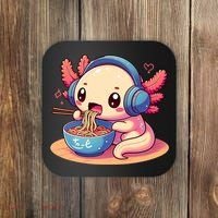 Anime Kawaii Axolotl Eating Ramen Noodles Coaster thumb 0
