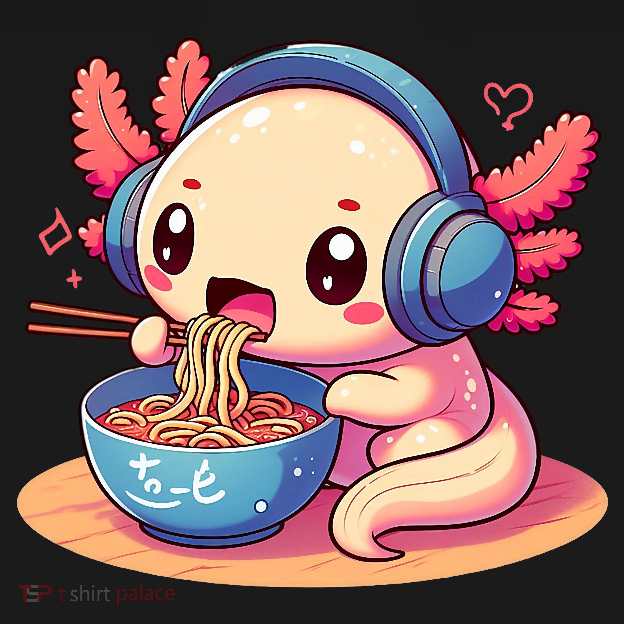 Anime Kawaii Axolotl Eating Ramen Noodles Women's Hoodie