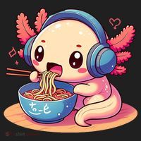 Anime Kawaii Axolotl Eating Ramen Noodles Tumbler thumb 3