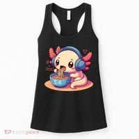 Anime Kawaii Axolotl Eating Ramen Noodles Women's Tank Top thumb 0