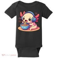 Anime Kawaii Axolotl Eating Ramen Noodles Baby Bodysuit thumb 0