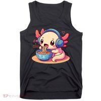 Anime Kawaii Axolotl Eating Ramen Noodles Tank Top thumb 0