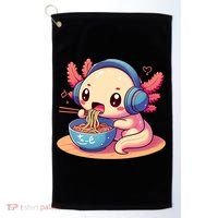 Anime Kawaii Axolotl Eating Ramen Noodles Golf Towel thumb 0
