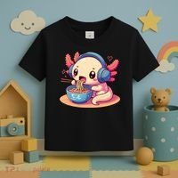 Anime Kawaii Axolotl Eating Ramen Noodles Toddler T-Shirt thumb 3