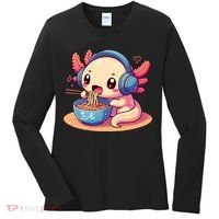 Anime Kawaii Axolotl Eating Ramen Noodles Women's Long Sleeve Shirt thumb 0