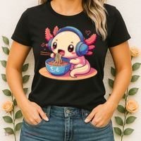 Anime Kawaii Axolotl Eating Ramen Noodles Women's T-Shirt thumb 2