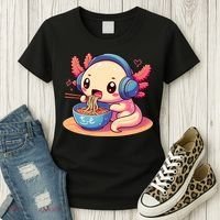 Anime Kawaii Axolotl Eating Ramen Noodles Women's T-Shirt thumb 3