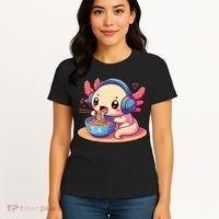 Anime Kawaii Axolotl Eating Ramen Noodles Women's T-Shirt thumb 4