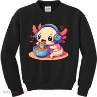 Anime Kawaii Axolotl Eating Ramen Noodles Kids Sweatshirt thumb 0