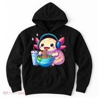 Anime Kawaii Axolotl Eating Ramen Noodles Funny Hoodie thumb 0