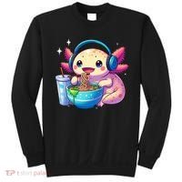 Anime Kawaii Axolotl Eating Ramen Noodles Funny Sweatshirt thumb 0