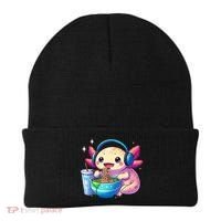 Anime Kawaii Axolotl Eating Ramen Noodles Funny Beanie thumb 0