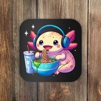 Anime Kawaii Axolotl Eating Ramen Noodles Funny Coaster thumb 0
