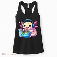 Anime Kawaii Axolotl Eating Ramen Noodles Funny Women's Tank Top thumb 0