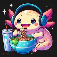 Anime Kawaii Axolotl Eating Ramen Noodles Funny Women's Tank Top thumb 5