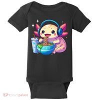 Anime Kawaii Axolotl Eating Ramen Noodles Funny Baby Bodysuit thumb 0