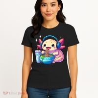 Anime Kawaii Axolotl Eating Ramen Noodles Funny Women's T-Shirt thumb 4