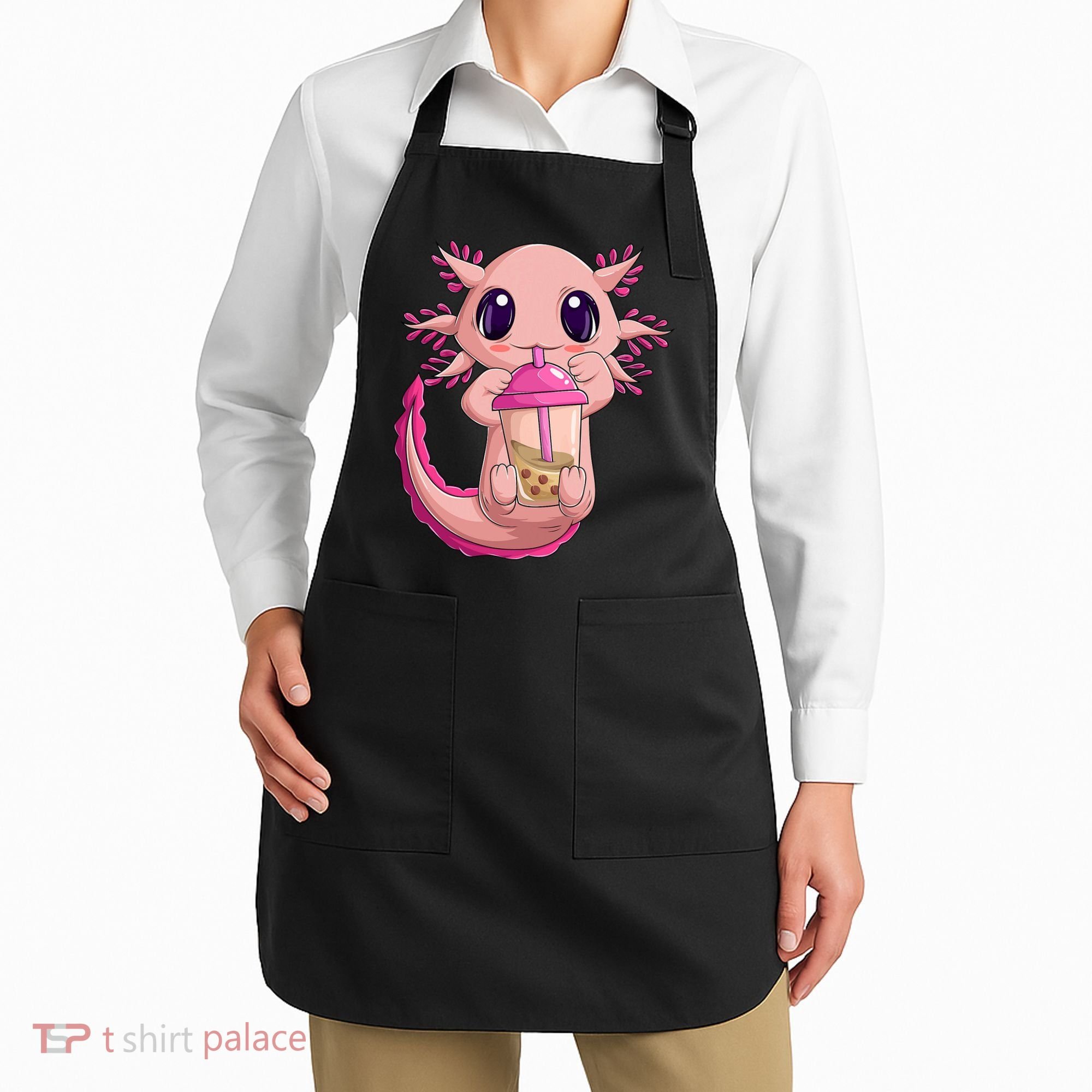 Axolotl Kawaii Anime Boba Tea Apron