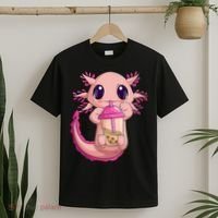 Axolotl Kawaii Anime Boba Tea T-Shirt thumb 2