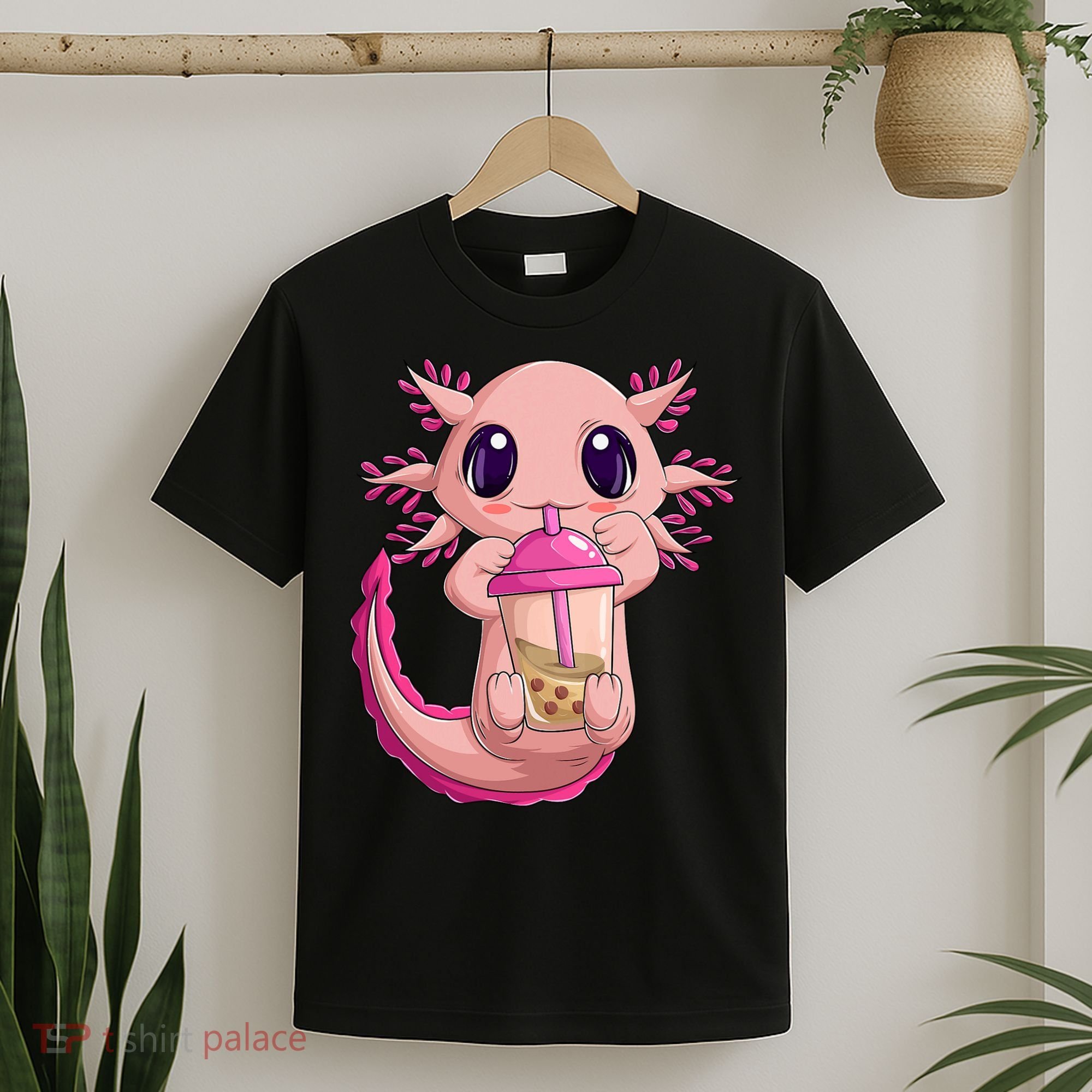 Axolotl Kawaii Anime Boba Tea T-Shirt