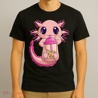 Axolotl Kawaii Anime Boba Tea T-Shirt thumb 3