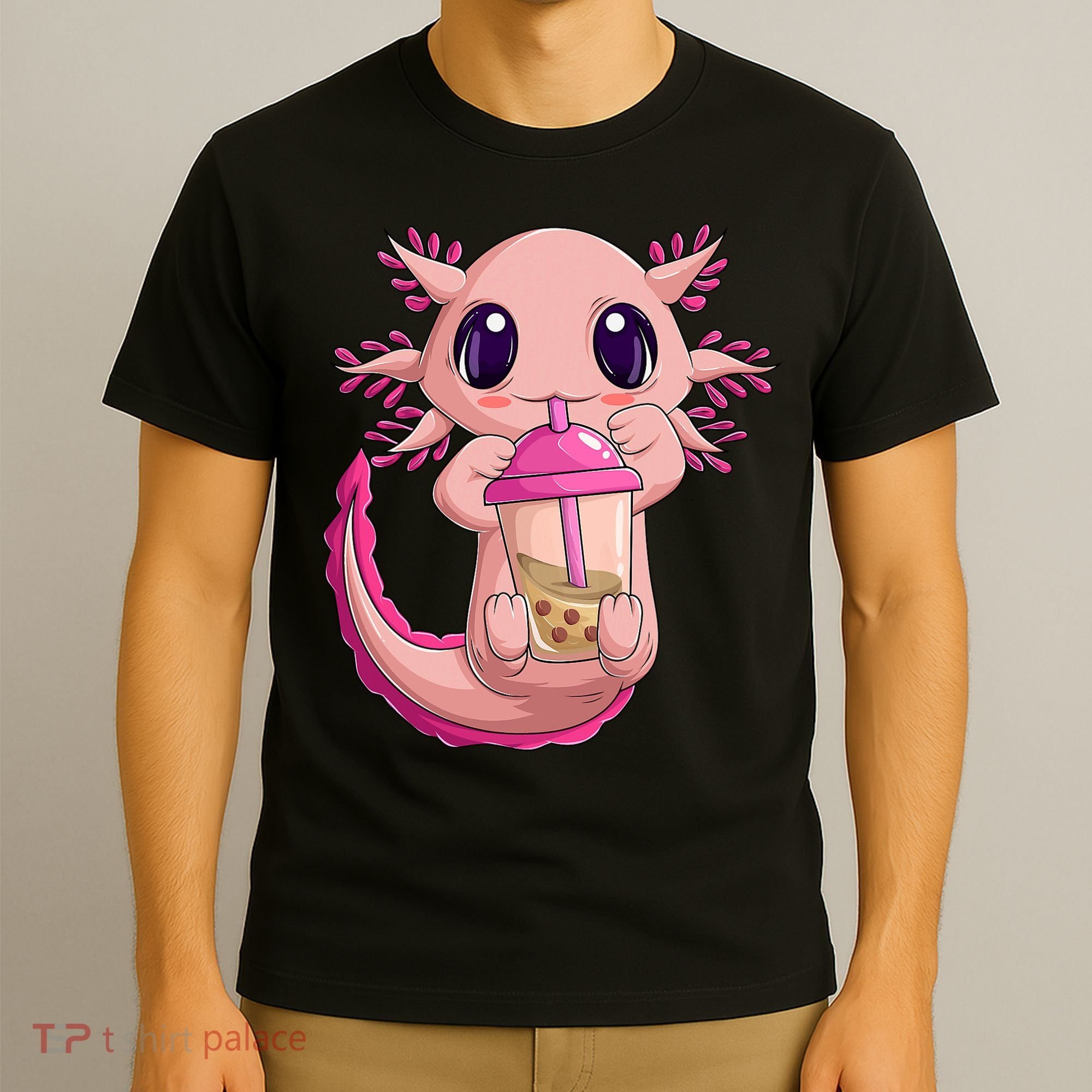 Axolotl Kawaii Anime Boba Tea T-Shirt