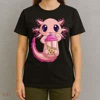 Axolotl Kawaii Anime Boba Tea T-Shirt thumb 4