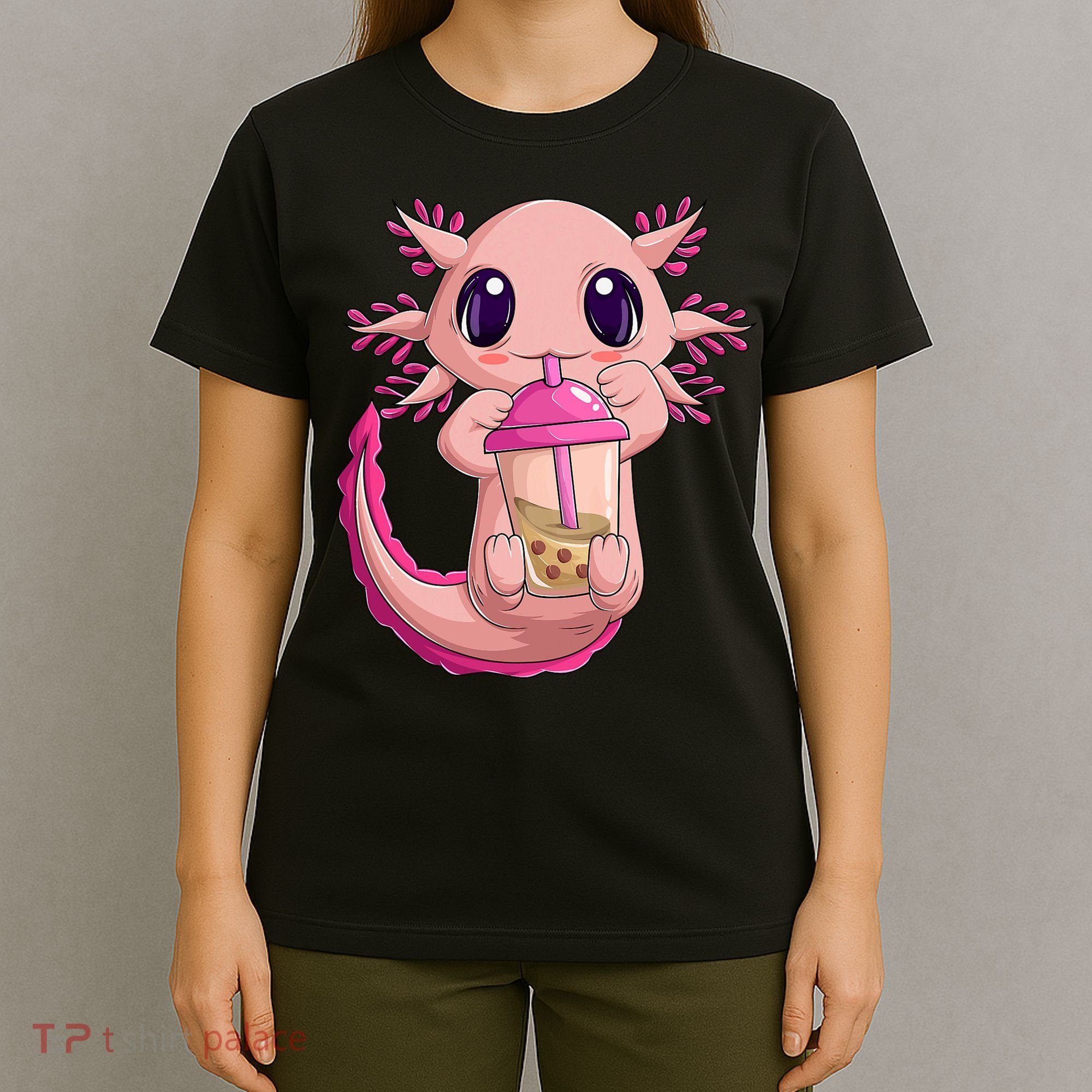 Axolotl Kawaii Anime Boba Tea T-Shirt