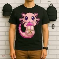 Axolotl Kawaii Anime Boba Tea T-Shirt thumb 6