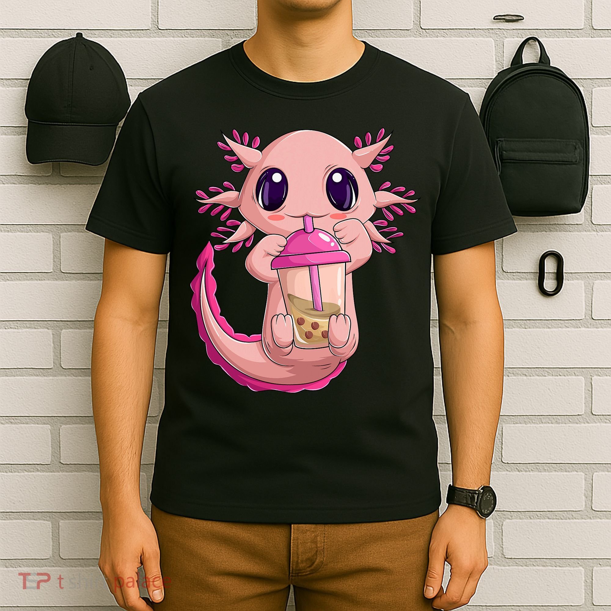 Axolotl Kawaii Anime Boba Tea T-Shirt